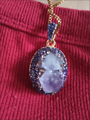 Natural raw amethyst geode jewelry set customer review photo