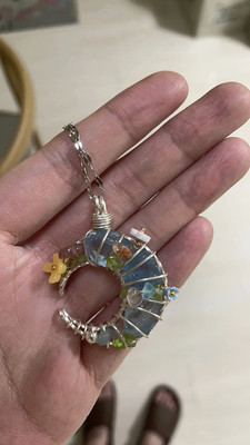 Handmade natural aquamarine moon pendant customer review photo
