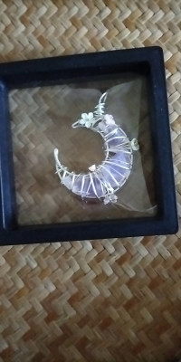 Handmade natural aquamarine moon pendant customer review photo