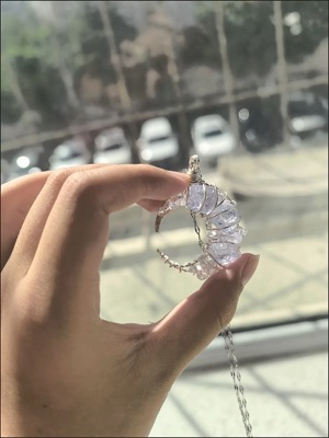 Handmade natural aquamarine moon pendant customer review photo