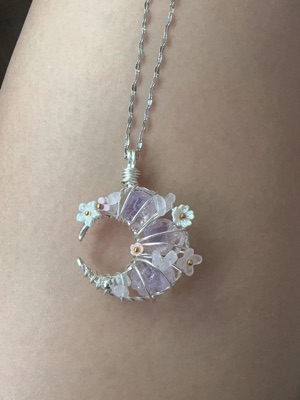 Handmade natural aquamarine moon pendant customer review photo