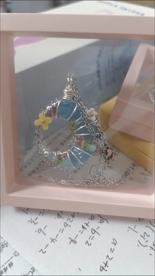 Handmade natural aquamarine moon pendant customer review photo