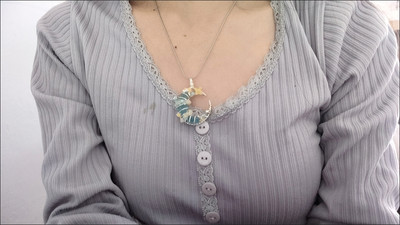 Handmade natural aquamarine moon pendant customer review photo