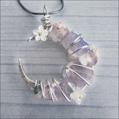 Handmade natural aquamarine moon pendant customer review photo