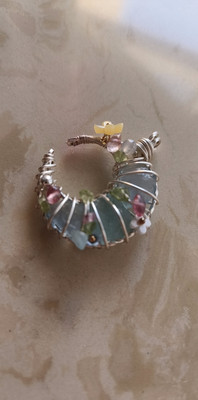 Handmade natural aquamarine moon pendant customer review photo