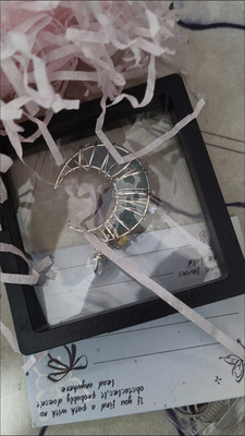 Handmade natural aquamarine moon pendant customer review photo