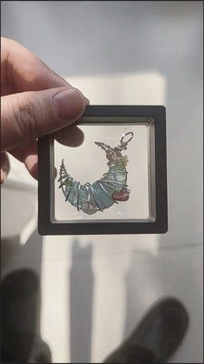 Handmade natural aquamarine moon pendant customer review photo