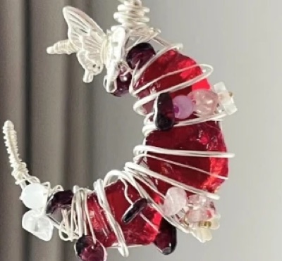 Handmade natural aquamarine moon pendant customer review photo