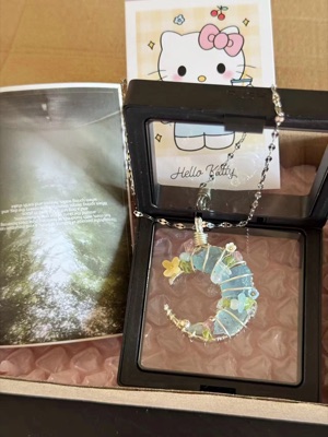 Handmade natural aquamarine moon pendant customer review photo
