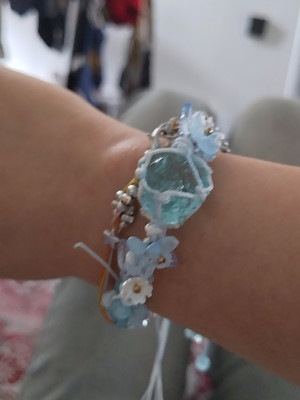 Handmade natural Summer Blossom crystal woven bracelet customer review photo