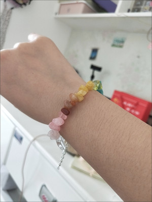 Handmade Summer Rainbow natural colored crystal chip bracelet customer review photo