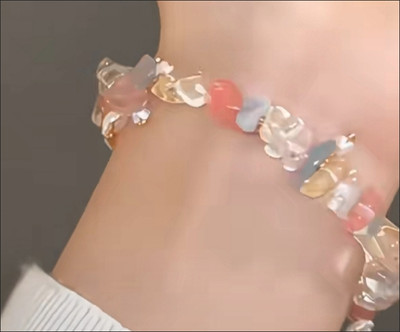 Handmade Summer Rainbow natural colored crystal chip bracelet customer review photo