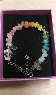 Handmade Summer Rainbow natural colored crystal chip bracelet customer review photo