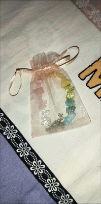 Handmade Summer Rainbow natural colored crystal chip bracelet customer review photo