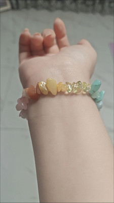 Handmade Summer Rainbow natural colored crystal chip bracelet customer review photo