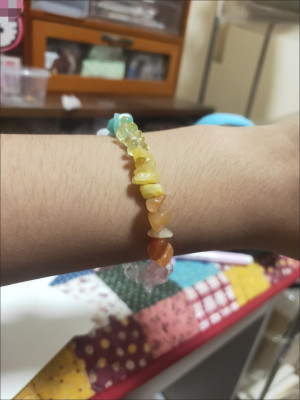 Handmade Summer Rainbow natural colored crystal chip bracelet customer review photo