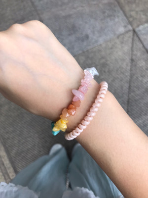 Handmade Summer Rainbow natural colored crystal chip bracelet customer review photo