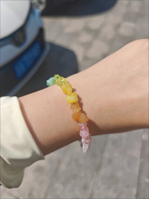 Handmade Summer Rainbow natural colored crystal chip bracelet customer review photo
