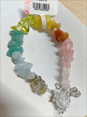 Handmade Summer Rainbow natural colored crystal chip bracelet customer review photo