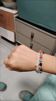 Handmade Summer Rainbow natural colored crystal chip bracelet customer review photo