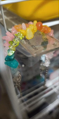 Handmade Summer Rainbow natural colored crystal chip bracelet customer review photo