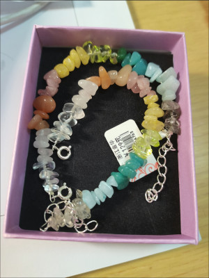 Handmade Summer Rainbow natural colored crystal chip bracelet customer review photo