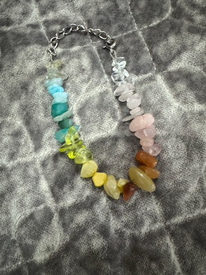 Handmade Summer Rainbow natural colored crystal chip bracelet customer review photo