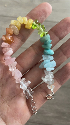 Handmade Summer Rainbow natural colored crystal chip bracelet customer review photo