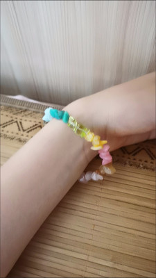 Handmade Summer Rainbow natural colored crystal chip bracelet customer review photo