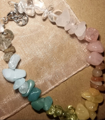 Handmade Summer Rainbow natural colored crystal chip bracelet customer review photo