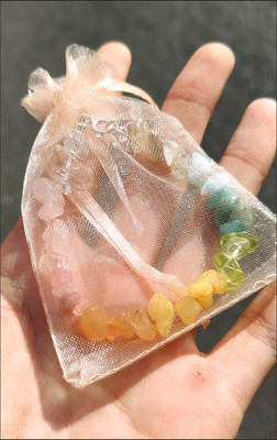 Handmade Summer Rainbow natural colored crystal chip bracelet customer review photo