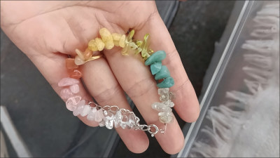 Handmade Summer Rainbow natural colored crystal chip bracelet customer review photo