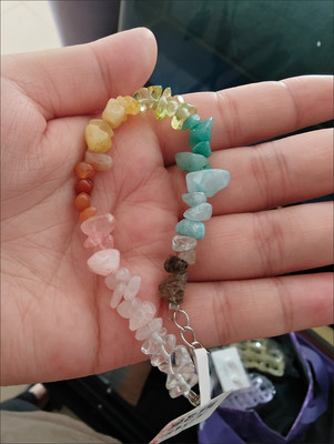 Handmade Summer Rainbow natural colored crystal chip bracelet customer review photo
