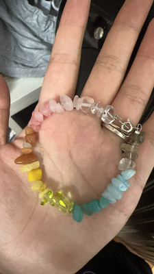 Handmade Summer Rainbow natural colored crystal chip bracelet customer review photo