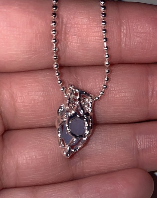 Heart-shaped aquamarine crystal pendant necklace customer review photo