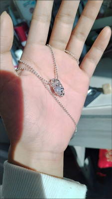 Heart-shaped aquamarine crystal pendant necklace customer review photo
