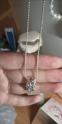 Heart-shaped aquamarine crystal pendant necklace customer review photo