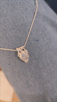 Heart-shaped aquamarine crystal pendant necklace customer review photo