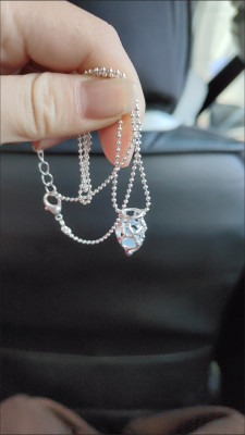 Heart-shaped aquamarine crystal pendant necklace customer review photo