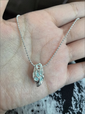 Heart-shaped aquamarine crystal pendant necklace customer review photo