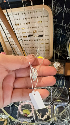 Heart-shaped aquamarine crystal pendant necklace customer review photo