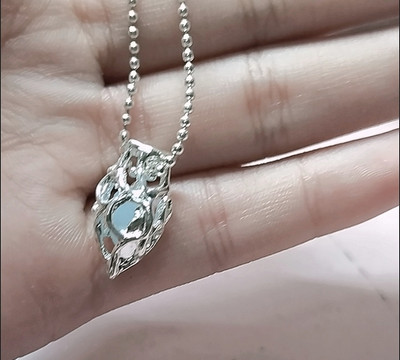 Heart-shaped aquamarine crystal pendant necklace customer review photo