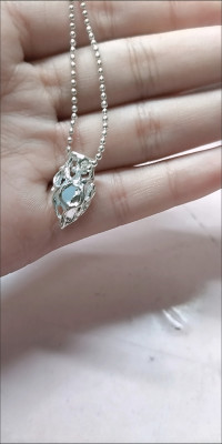 Heart-shaped aquamarine crystal pendant necklace customer review photo