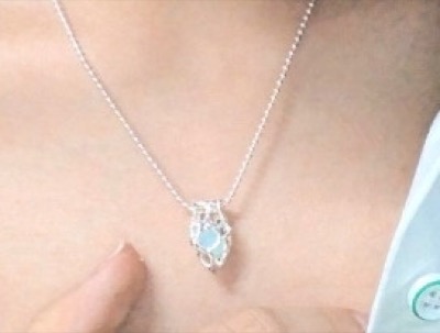Heart-shaped aquamarine crystal pendant necklace customer review photo