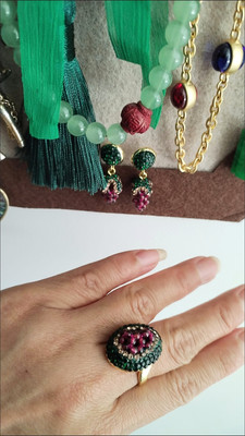 Natural handmade grape jewelry set with Czech crystals customer review photo
