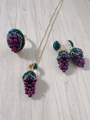 Natural handmade grape jewelry set with Czech crystals customer review photo