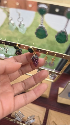 Natural handmade grape jewelry set with Czech crystals customer review photo