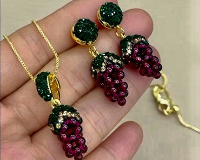 Natural handmade grape jewelry set with Czech crystals customer review photo