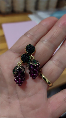 Natural handmade grape jewelry set with Czech crystals customer review photo
