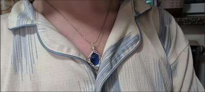 Natural Sky Whisper blue topaz alternative wire-wrapped pendant customer review photo